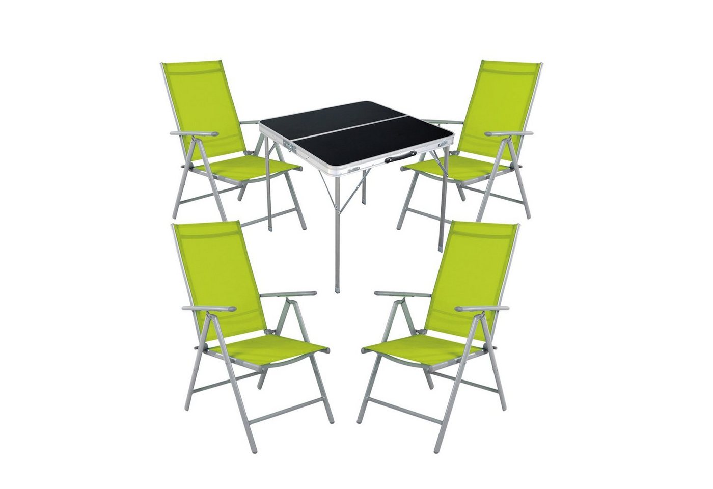 Mojawo Essgruppe 5-teiliges Campingmöbel Set Aluminium Textilen lime von Mojawo