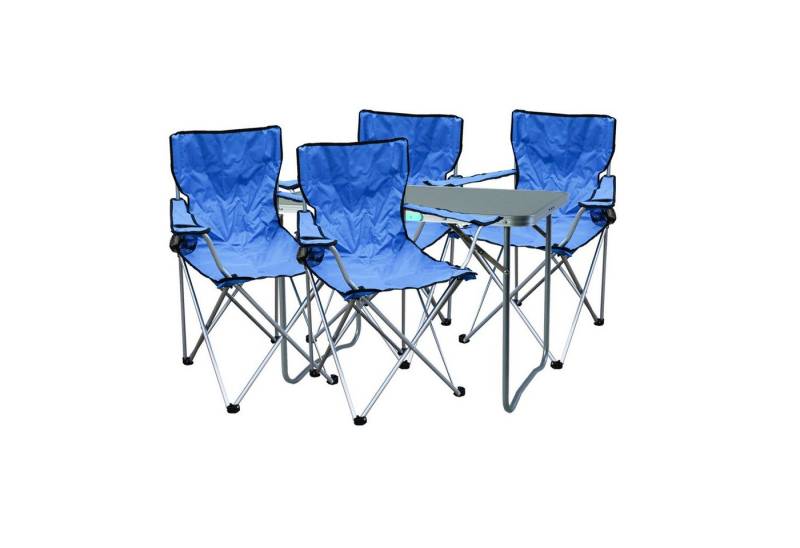 Mojawo Essgruppe 5-teiliges Campingmöbel Set Blau 4x Stuhl inkl. Tasche + 1x Tisch von Mojawo