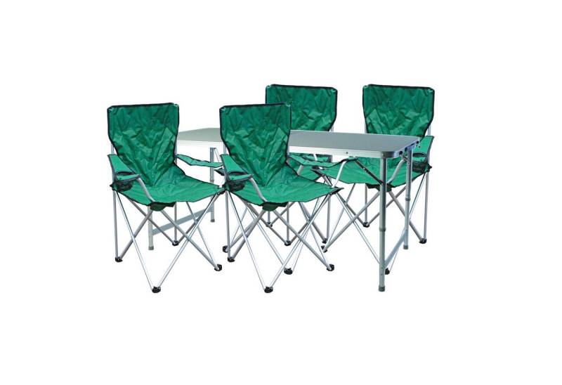 Mojawo Essgruppe 5-teiliges Campingmöbel Set Grün 4x Stuhl inkl. Tasche + 1x XXL Tisch von Mojawo