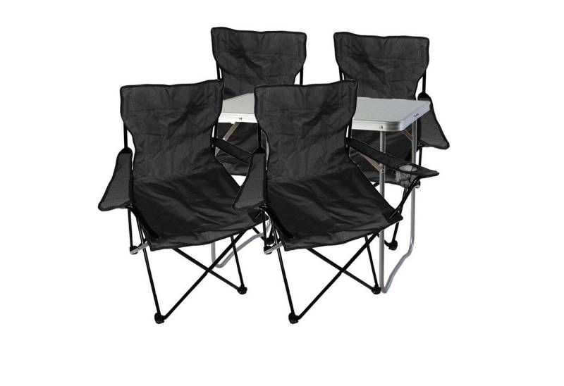 Mojawo Essgruppe 5-teiliges Campingmöbel Set Schwarz XL Tisch 80x60x68cm + Anglersessel von Mojawo