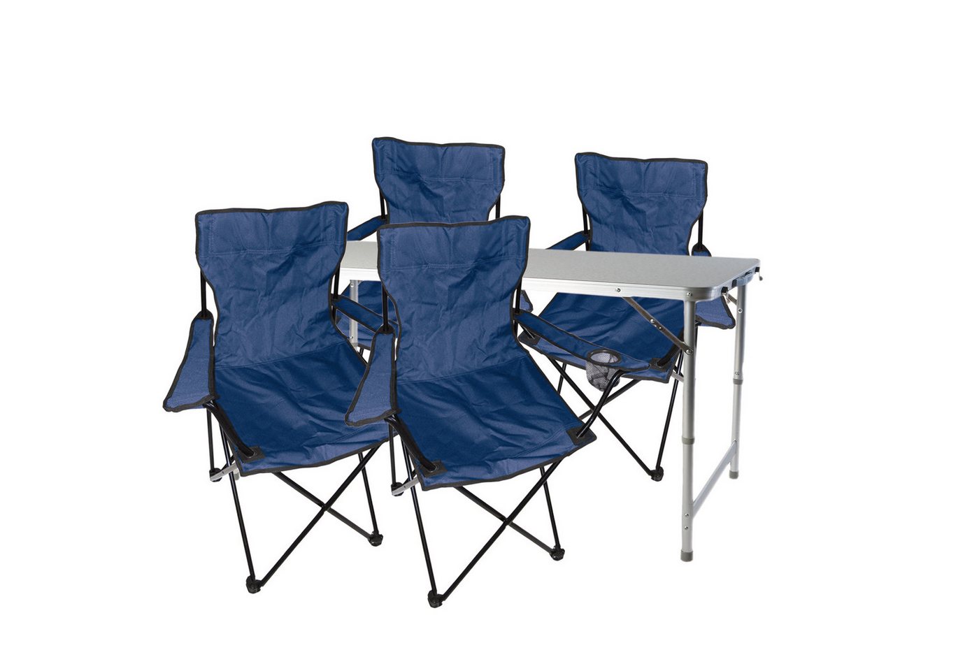 Mojawo Essgruppe 5-teiliges Campingmöbel Set blau Tisch höhenverstellbar+Stühle von Mojawo