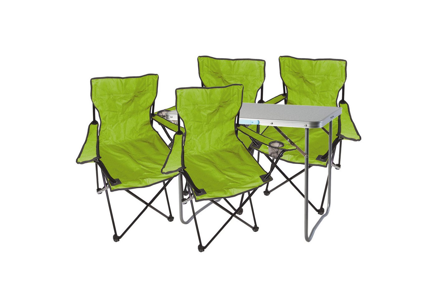 Mojawo Essgruppe 5-teiliges Campingmöbel Set limegrün Tisch 80x60x68cm + Campingstühle von Mojawo