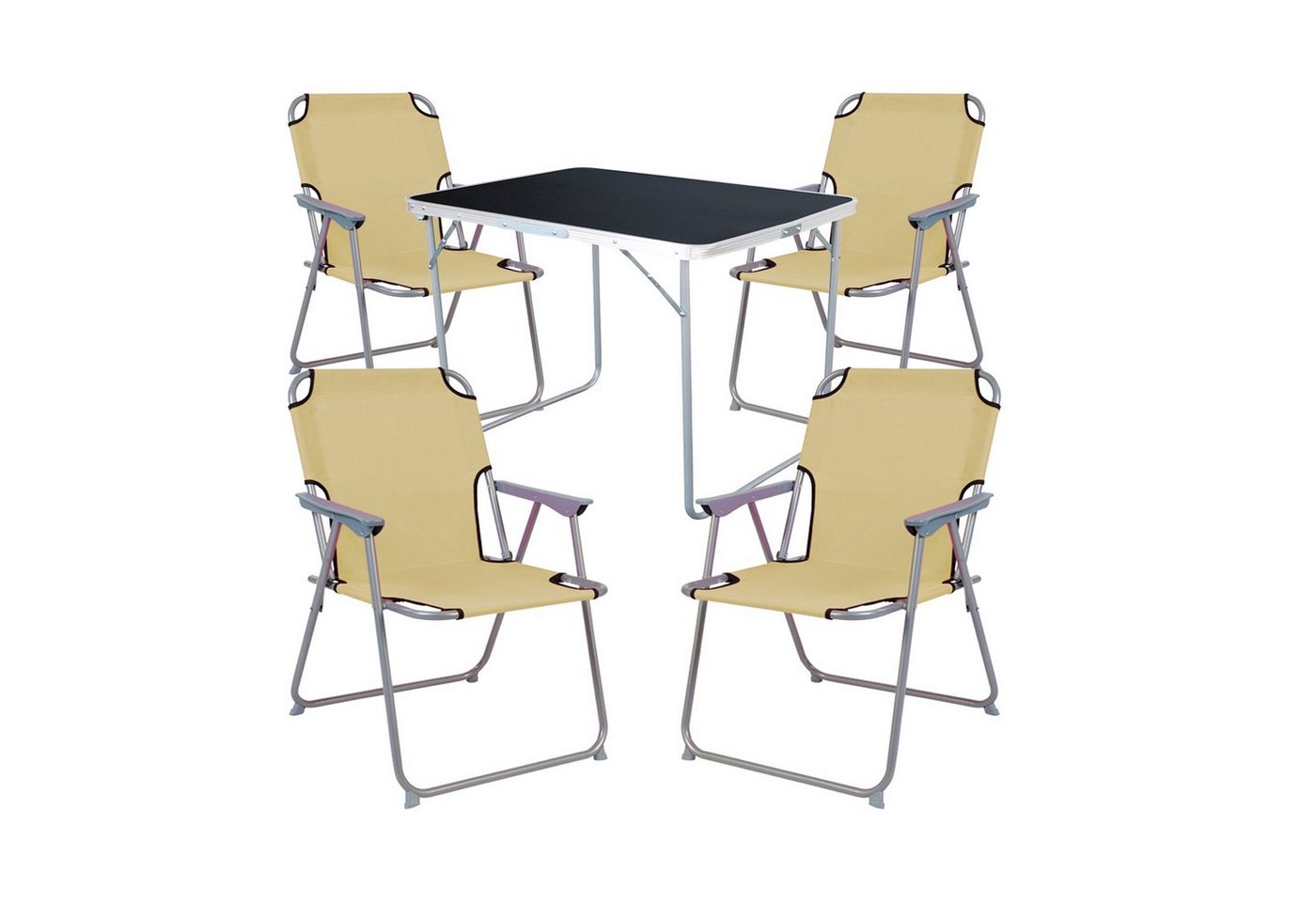 Mojawo Essgruppe 5-tlg Camping Set Gartenmöbel Campingtisch + 4 Campingstuhl Klappstuhl von Mojawo