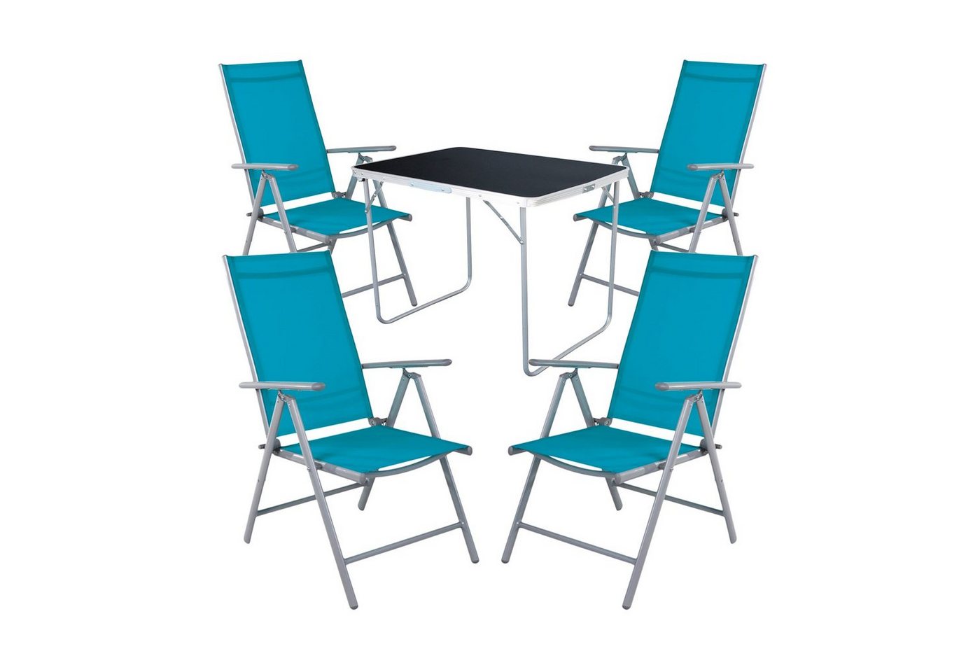Mojawo Essgruppe 5-tlg Camping Set Gartenmöbel Campingtisch + 4 Campingstuhl Klappstuhl von Mojawo