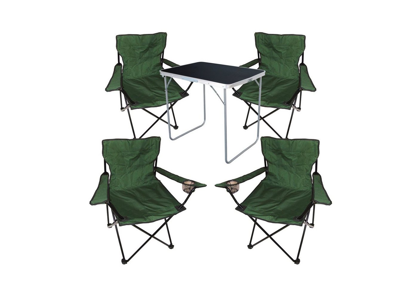 Mojawo Essgruppe 5-tlg Camping Set Gartenmöbel Campingtisch + 4xCampingstuhl Klappstuhl von Mojawo