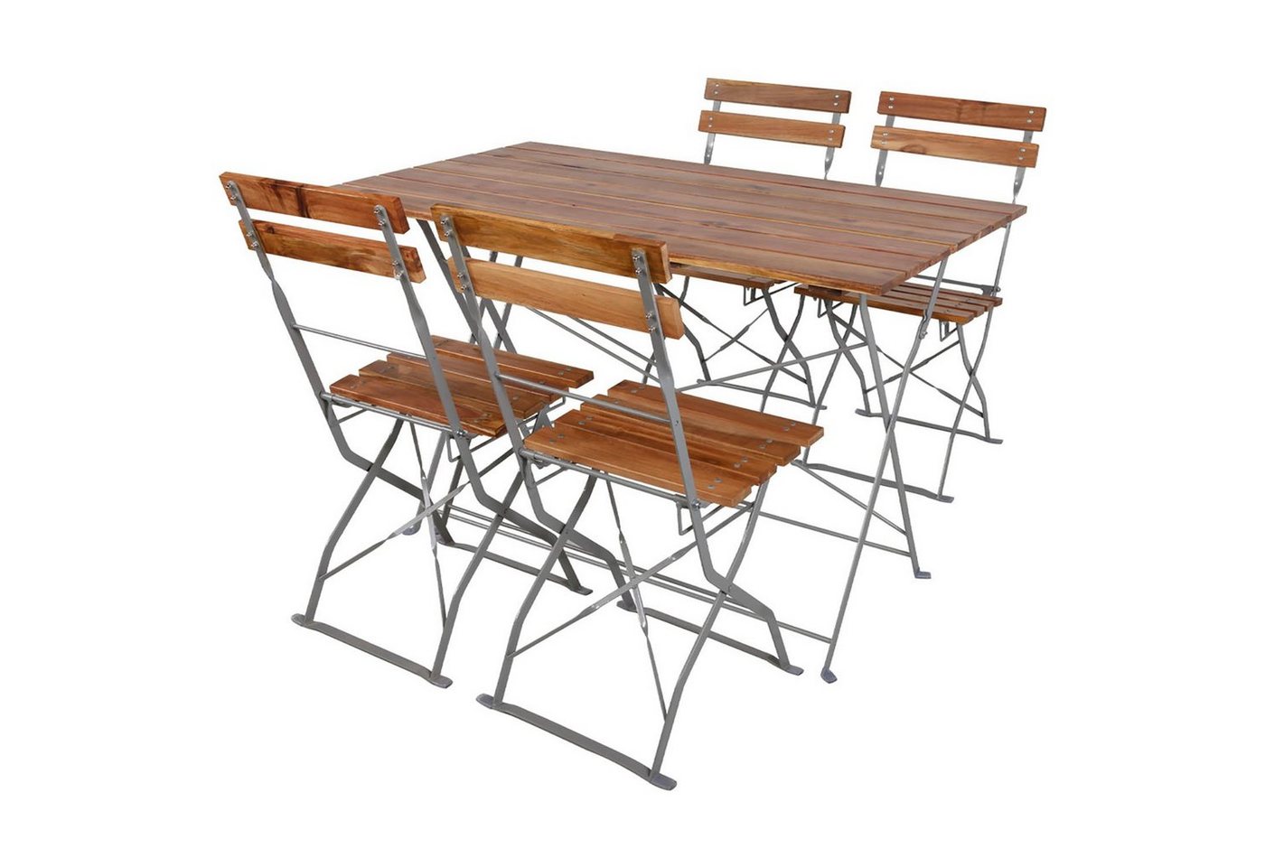 Mojawo Essgruppe Biergarten Set Klapptisch 4 Klappstühle klappbar Akazienholz 120x70cm von Mojawo