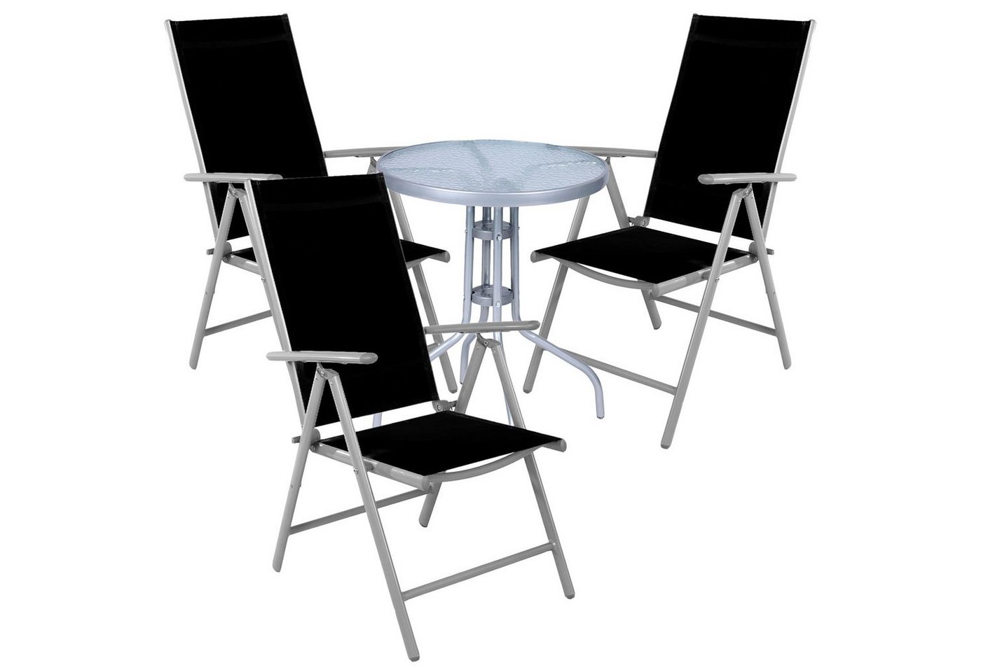 Mojawo Essgruppe Bistro Sitzgarnitur Bistrogarnitur 4-teilig Silbergrau / Schwarz Mojawo Essgruppe Bistro Sitzgarnitur Bistrogarnitur 4-teilig Silbergrau / Schwarz von Mojawo