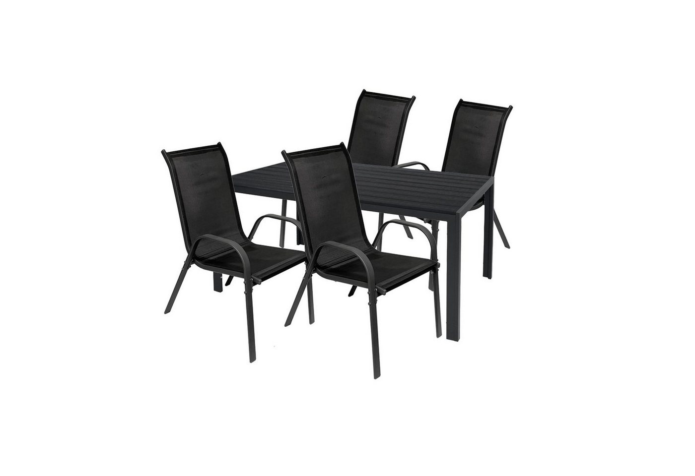 Mojawo Essgruppe Gartengarnitur Sitzgarnitur 5-teilig 150x90cm Anthrazit/Schwarz von Mojawo