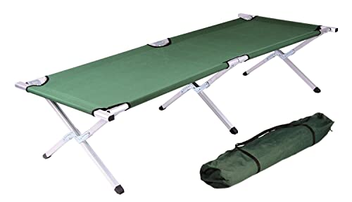 Mojawo Feldbett mit Stahlgestell Campingbett 190x62x42cm Reisebett Liege Klappbett inkl. Tragetasche Gästebett, Farben:Grün von Mojawo