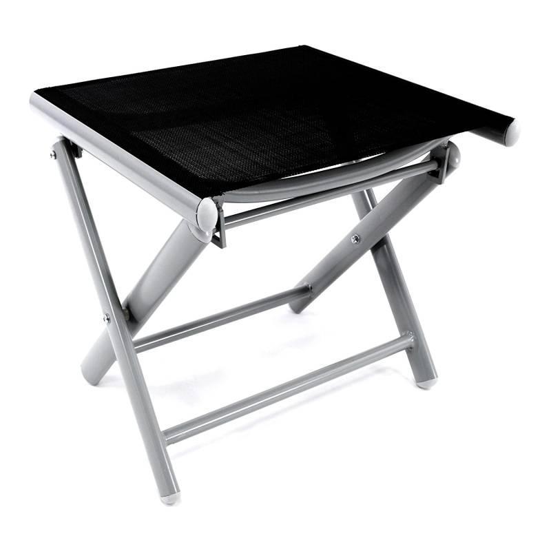 Mojawo Garten Fußhocker ZUSAMMENKLAPPBAR Klapphocker WITTERUNGSBESTÄNDIGES Aluminium WETTERFESTE Gartenmöbel SILBER und SCHWARZ Schwarz von Mojawo