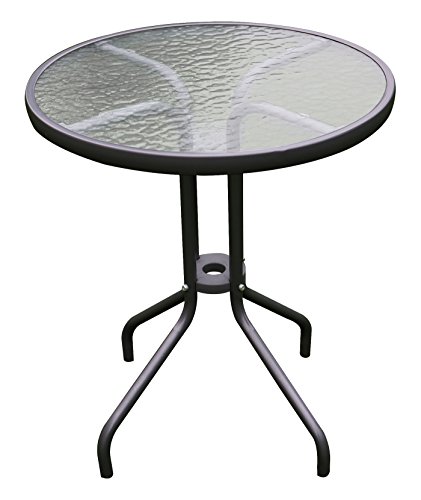 Mojawo Garten Glastisch Bistrotisch Glas/Metall Rund Ø 60 H70cm Antrhrazit/Dunkelgrau Balkontisch Gartentisch von Mojawo