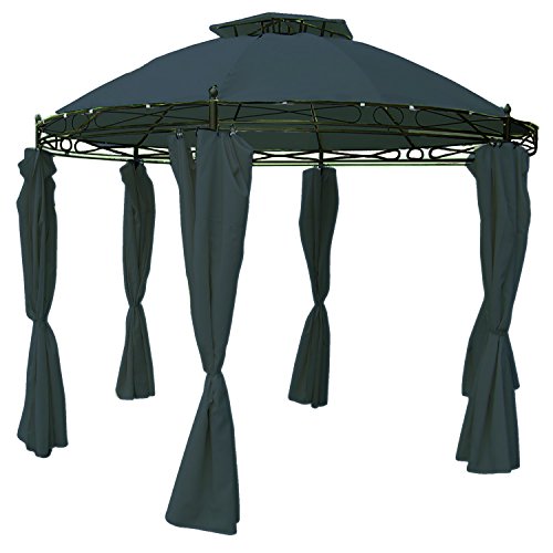 Mojawo Hochwertiger Gartenpavillon Eventpavillon Sonnenschutz Festzelt Zelt Pavillon wasserdicht rund Ø 350cm Anthrazit inkl. Seitenteile von Mojawo