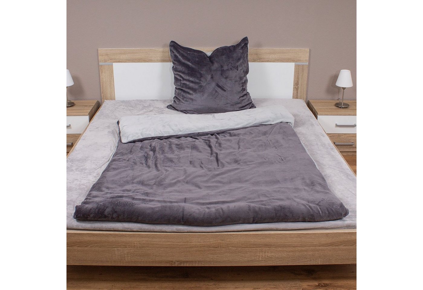 Mojawo Jugendbettwäsche 2tg Cashmere Touch Wende-Bettwäsche Uni Grau/Anthrazit Mojawo Jugendbettwäsche 2tg Cashmere Touch Wende-Bettwäsche Uni Grau/Anthrazit von Mojawo