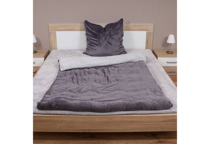 Mojawo Jugendbettwäsche 2tg Cashmere Touch Wende-Bettwäsche Uni Grau/Anthrazit von Mojawo