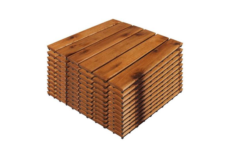 Mojawo Klickfliese 11 Stück ca. 1QM Holzfliese Akazienholz FSC®-zertifiziert 30x30cm Fliese Stecksystem Zuschneidbar von Mojawo