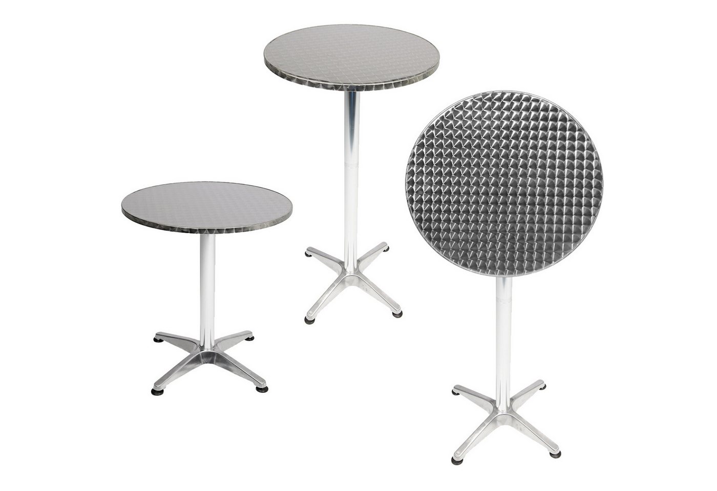 Mojawo Küchentisch Bistrostehtisch rund Silber Ø60cm H70/110cm Höhenverstellbar von Mojawo