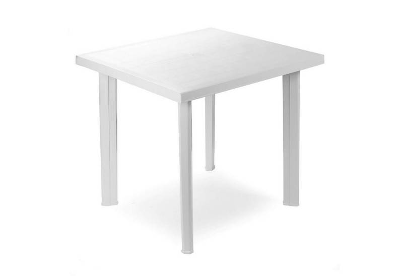 Mojawo Küchentisch Gartentisch Terrassentisch Outdoor Tisch Weiß L80xB75xH72cm von Mojawo