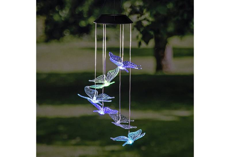 Mojawo LED Stern LED Solar Windspiel Gartenbeleuchtung Deko Schmetterling Farbwechsel von Mojawo