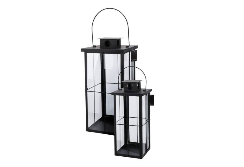 Mojawo Laterne 2tlg Metall XXL Laternen Set Schwarz Gartenlaterne Windlicht H58/45cm von Mojawo
