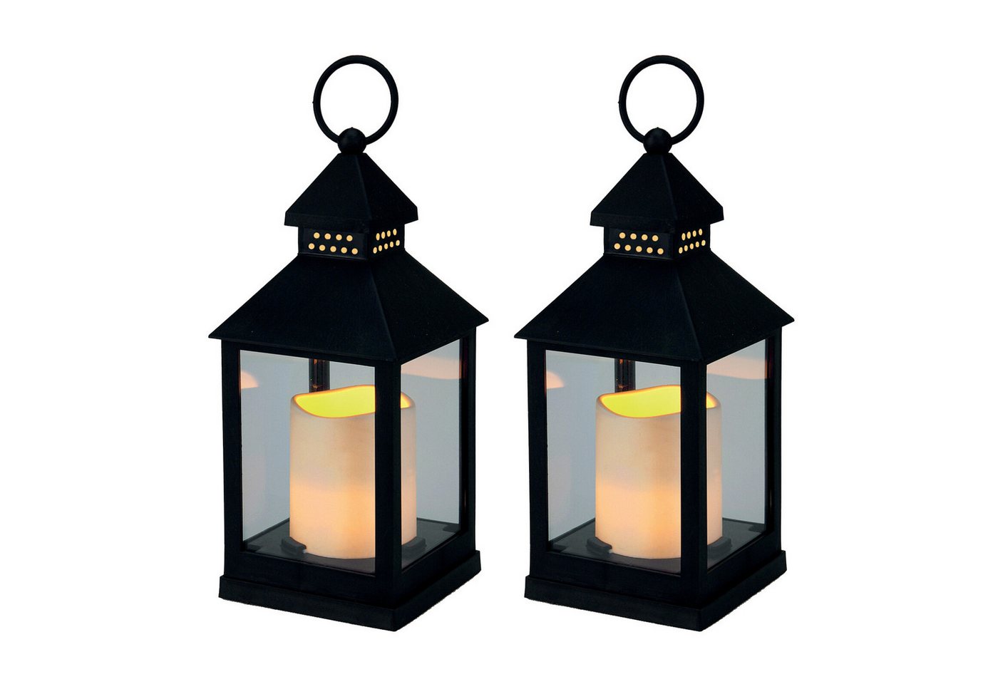 Mojawo Laterne 2x Laterne Windlicht Stalllaterne Gartenlaterne LED Kerze Timer H23cm von Mojawo