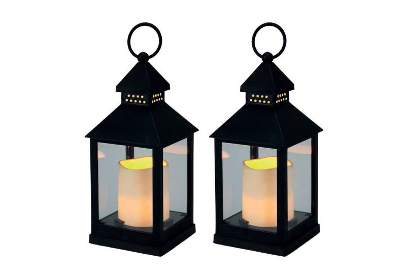 Mojawo Laterne 2x Laterne Windlicht Stalllaterne Gartenlaterne LED Kerze Timer H23cm von Mojawo