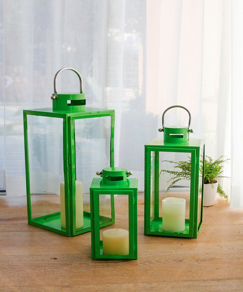 Mojawo Laterne 3er Set Windlicht - Laternen Set Stalllaterne Metall Lime 30/40/53cm Mojawo Laterne 3er Set Windlicht - Laternen Set Stalllaterne Metall Lime 30/40/53cm von Mojawo