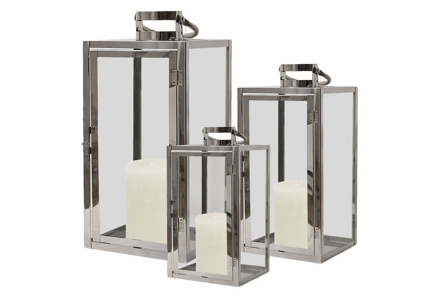 Mojawo Laterne XL Edelstahl Laternen 3er Set Gartenlaternen Edelstahl Glas Silber Mojawo Laterne XL Edelstahl Laternen 3er Set Gartenlaternen Edelstahl Glas Silber von Mojawo