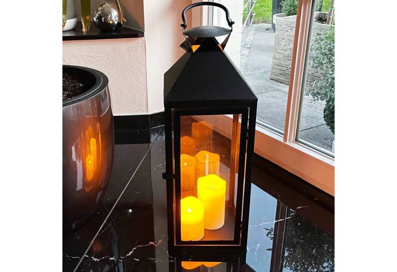 Mojawo Laterne XXL Garten - Laterne Windlicht Schwarz Metall 54cm von Mojawo