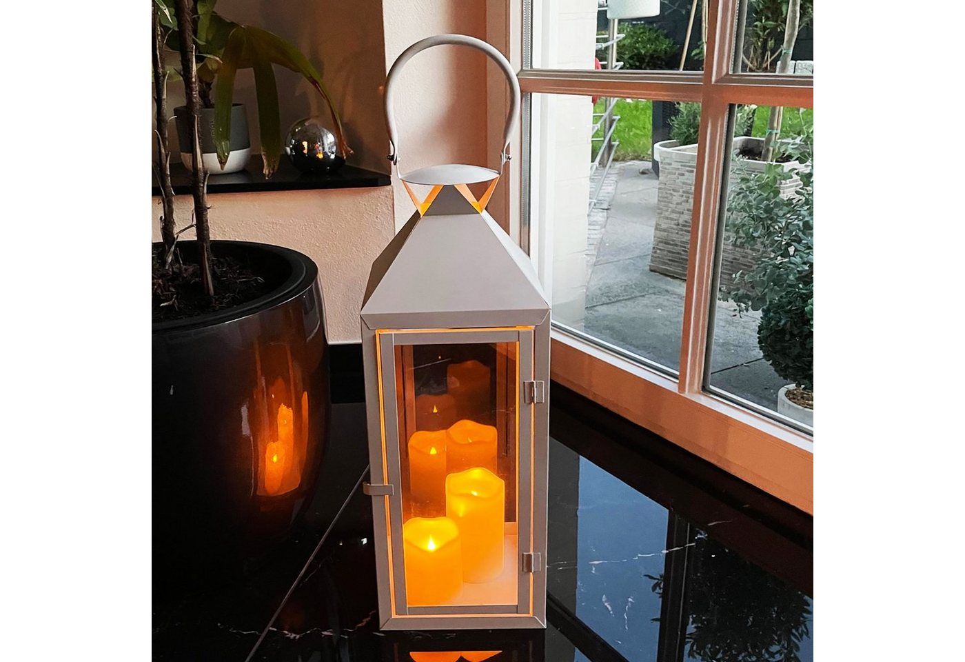 Mojawo Laterne XXL Garten - Laterne Windlicht Weiß Metall 54cm Mojawo Laterne XXL Garten - Laterne Windlicht Weiß Metall 54cm von Mojawo