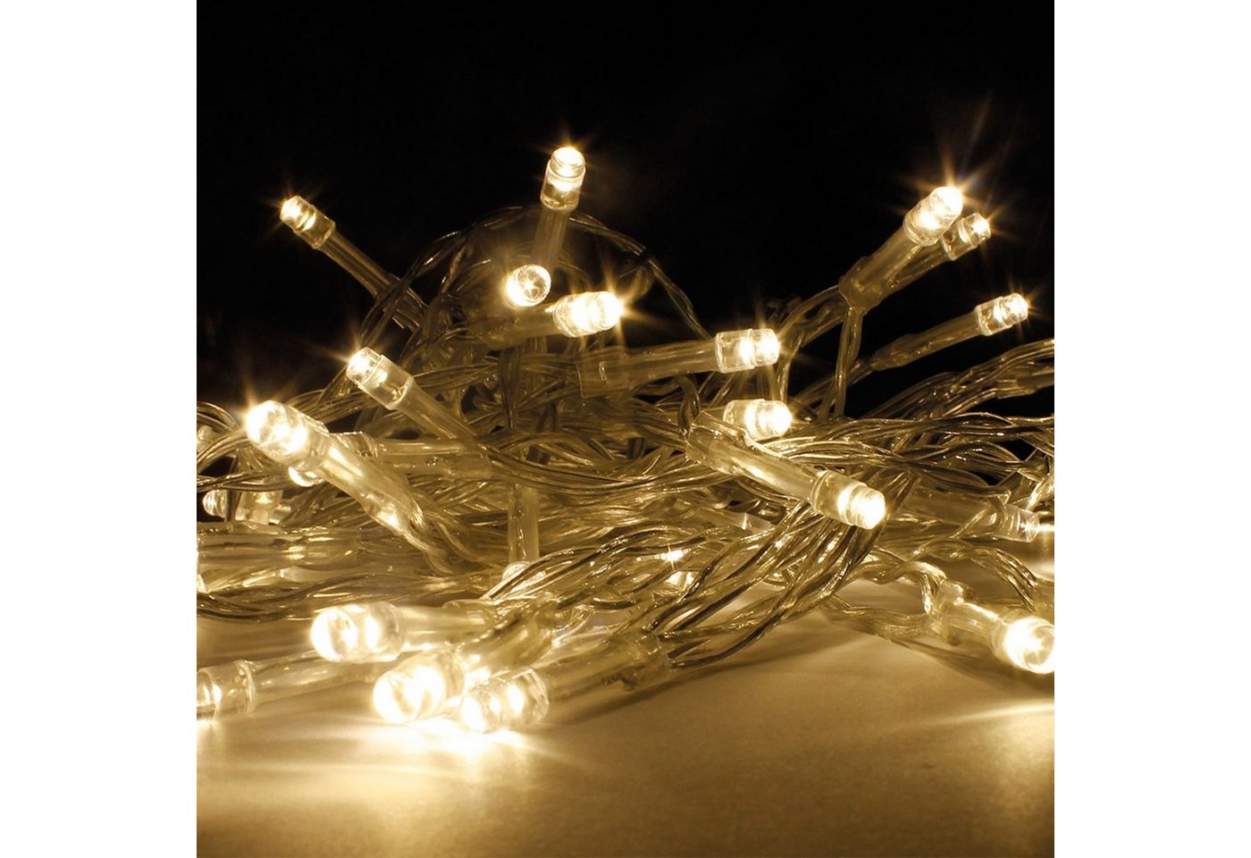 Mojawo Lichtervorhang 20er LED Outdoor Lichterkette Drahtlichterkette warmweiß Batterie von Mojawo