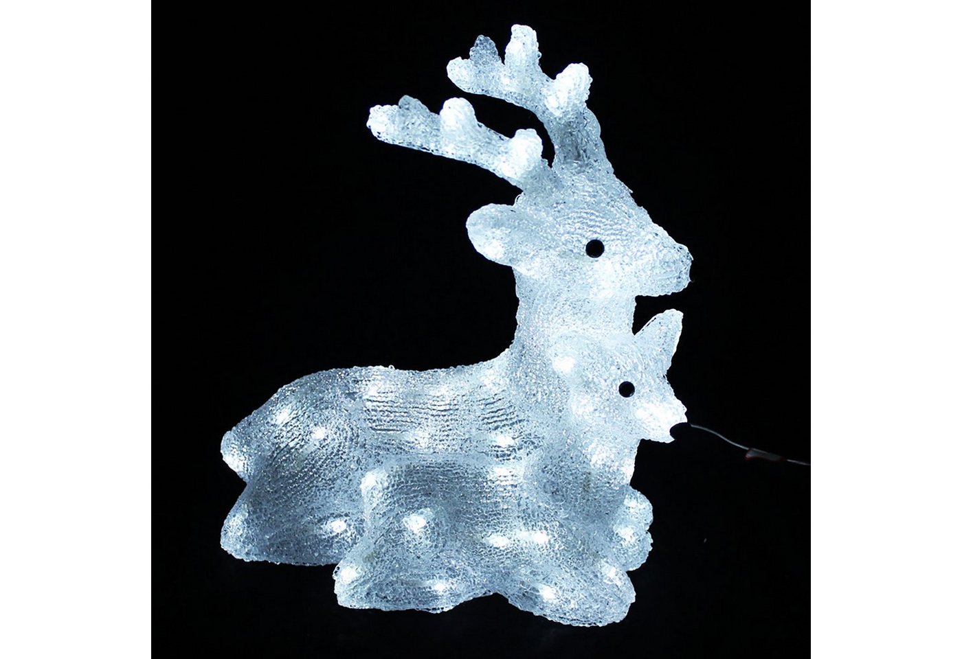 Mojawo Lichtervorhang Acryl Hirsch mit Rehkitz 60 LEDs kaltweiß Außenbeleuchtung von Mojawo