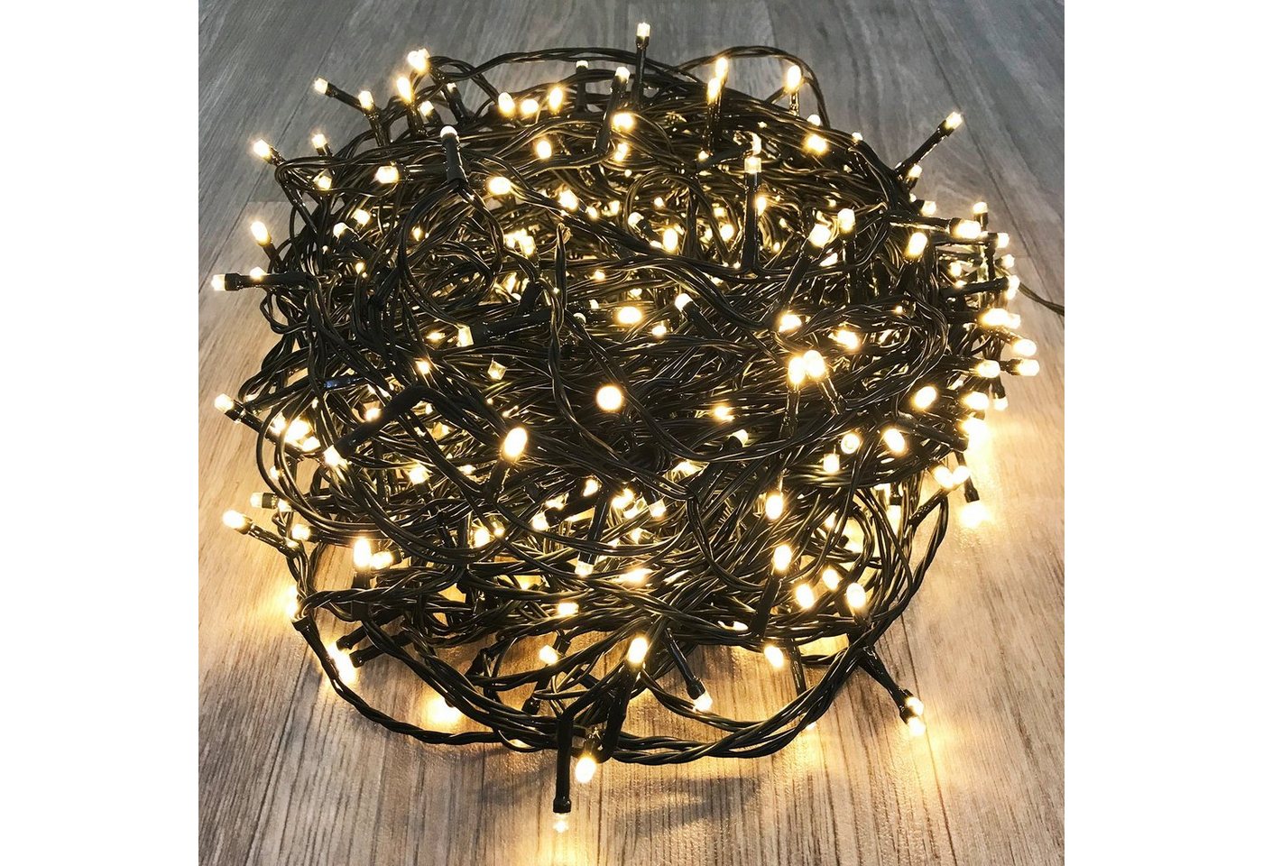 Mojawo Lichtervorhang LED Lichterkette für Außen warmweiß Kabel grün 240 LED's von Mojawo