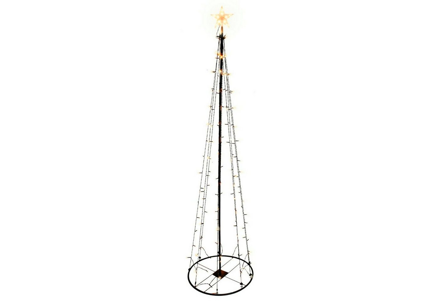 Mojawo Lichtervorhang LED Metall Weihnachtsbaum Stern warmweiß 70 LEDs 120cm 8 Funktionen von Mojawo