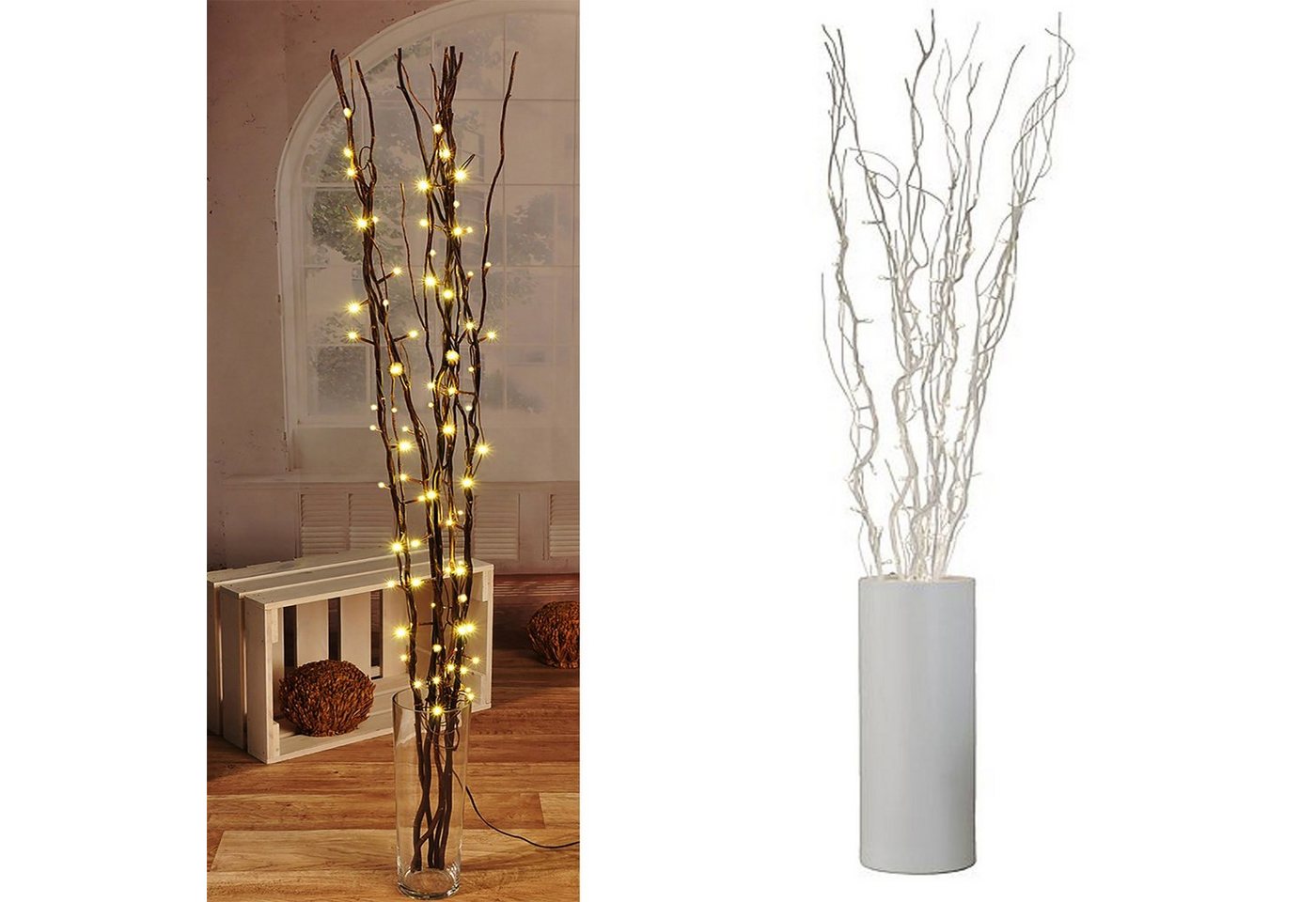 Mojawo Lichtervorhang Lichterzweige / Dekozweige silber mit 80 LEDs Mojawo Lichtervorhang Lichterzweige / Dekozweige silber mit 80 LEDs von Mojawo