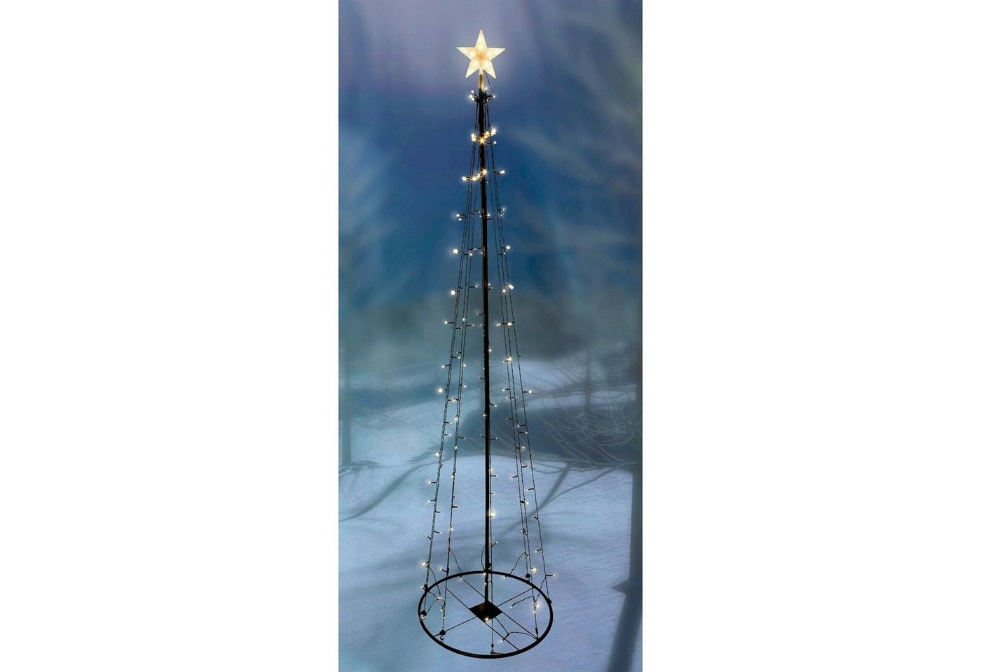 Mojawo Lichtervorhang XL LED Metall Weihnachtsbaum mit Stern 106 LEDs 180cm mit 8 Funktionen von Mojawo