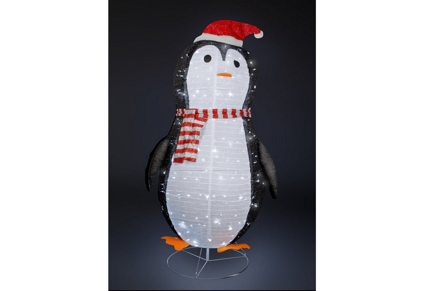 Mojawo Lichtervorhang XXL LED Pinguin / Weihnachtsmann 180CM 200 LEDs IP44 für außen von Mojawo