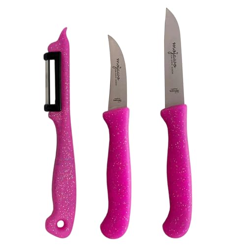 Mojawo Messer/Schäler Set 1x Sparschäler Kartoffelschäler 2 x Küchenmesser Schälmesser Pink Solingen von Mojawo