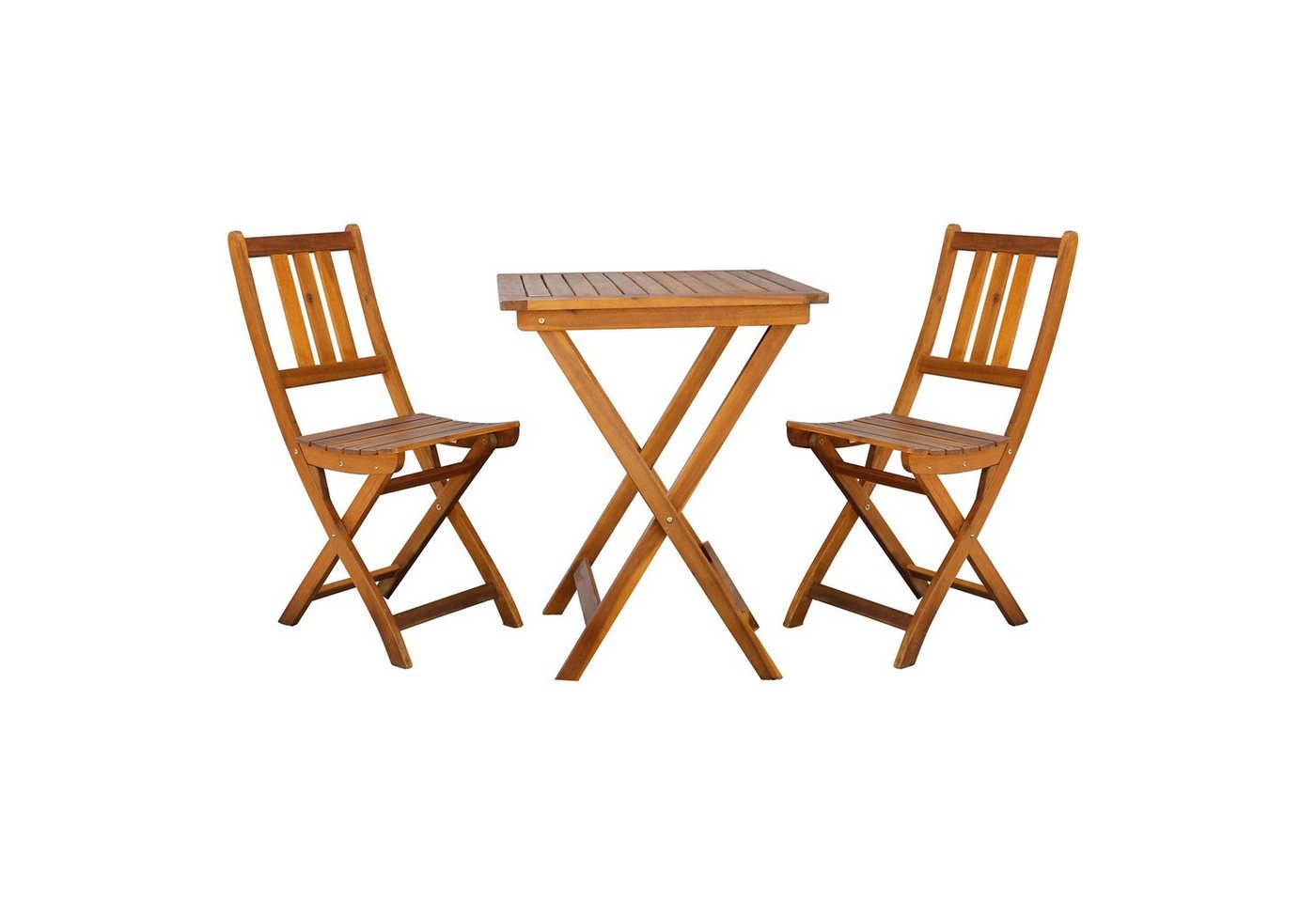 Mojawo Essgruppe Akazienholz Balkon-Set 3tlg. Bistroset Tisch 80x80cm + 2 Gartenstühle von Mojawo