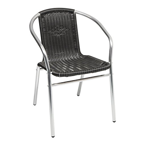 Mojawo Rattansessel Aluminium/Polyrattan Bistrostuhl stapelbar Stapelstuhl Campingstuhl Gartenstuhl Küchenstuhl Balkonmöbel Gartensitzmöbel Silber/Schwarz von Mojawo