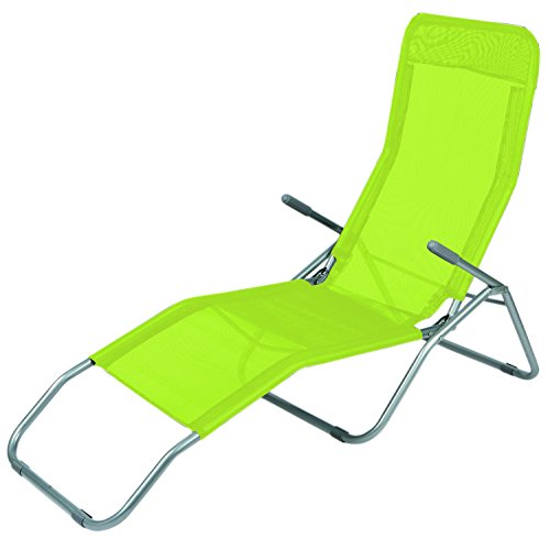 Mojawo Saunaliege Liege Sonnenliege L142xB58xH99cm Strandliege Gelbgrün Relaxliege Gartenliege Liegestuhl Kippliege von Mojawo