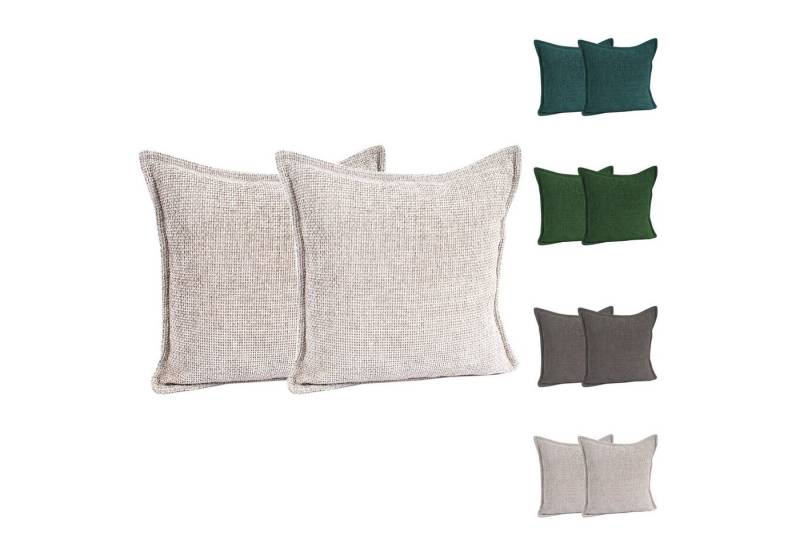 Mojawo Sitzkissen 2er Chenille Kissenhülle Kissenbezug mit Reißverschluss 45x45cm von Mojawo