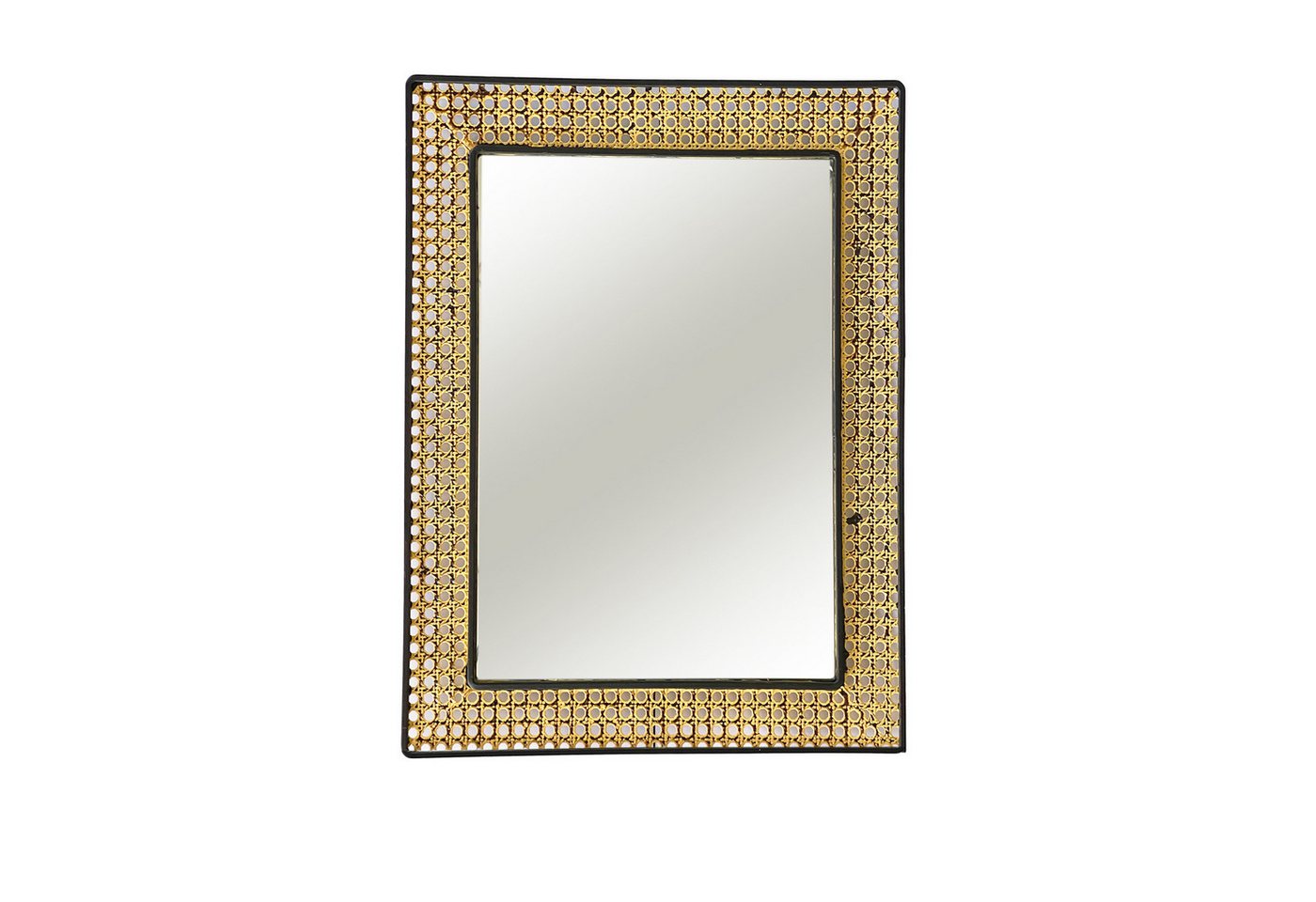 Mojawo Spiegel Wandspiegel Hängespiegel Dekospiegel Rattan Schwarz/Gold 50x40cm von Mojawo
