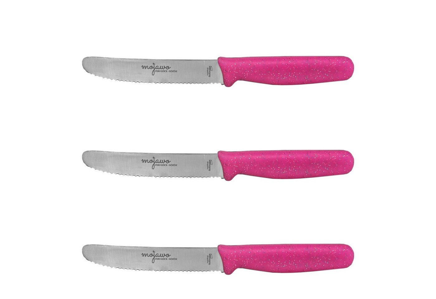 Mojawo Steakmesser 3er Mojawo Frühstücksmesser Tafelmesser Brötchenmesser Solingen Pink von Mojawo