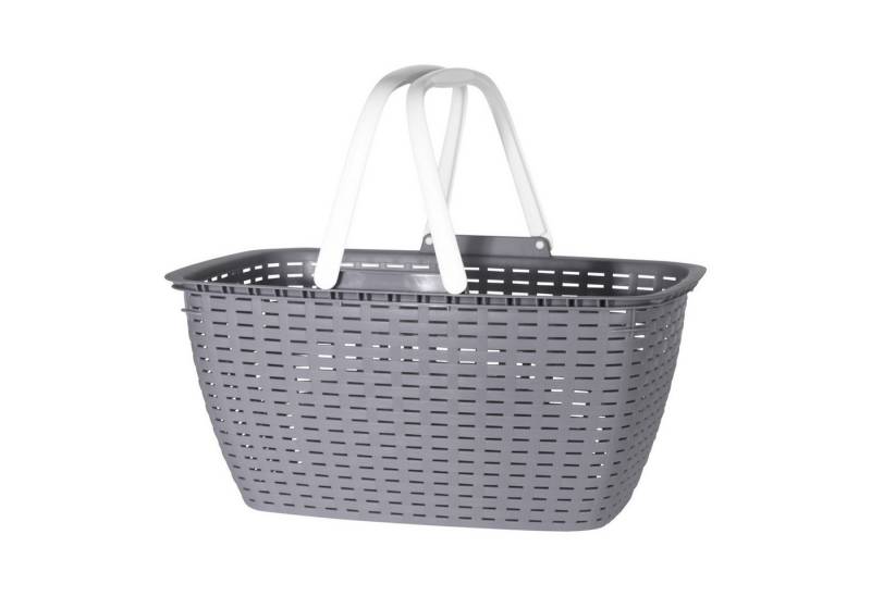 Mojawo Wäschewanne Tragbarer Einkaufskorb Wäschekorb Wäschesammler Henkel 23 Liter Grau von Mojawo
