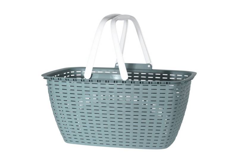 Mojawo Wäschewanne Tragbarer Einkaufskorb Wäschekorb Wäschesammler Henkel 23 Liter Grün von Mojawo