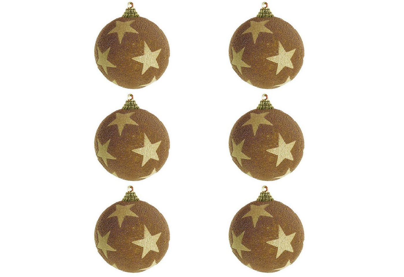 Mojawo Weihnachtsbaumklammer 6-tlg. Weihnachtsbaumkugeln Stern beflockt Glitzer Gold Ø 10cm von Mojawo