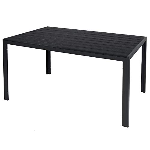 Mojawo Wetterfester Aluminium Gartentisch anthrazit/schwarz Esstisch Gartenmöbel Tischplatte Holzimitat witterungsbeständig, Maße Tische:180cm x 90cm von Mojawo