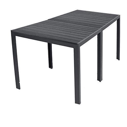 Mojawo XL Aluminium Gartentische anthrazit/schwarz Esstisch Gartenmöbel Tisch Non Wood Holzimitat wetterfest (2x90 x 90 m) 180x90x74cm von Mojawo