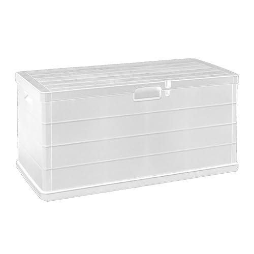 Mojawo XL Kunststoff Auflagenbox Kissenbox Gartenbox Sitzbank 2 Personen für Polsterauflagen Kunststoff wasserdicht Weiß 340Liter von Mojawo