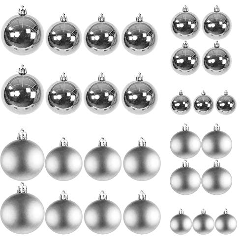 Mojawo XL-Sortiment 30tlg Weihnachts Baumkugeln Christbaumkugeln Weihnachtskugeln, Farben:Silber von Mojawo